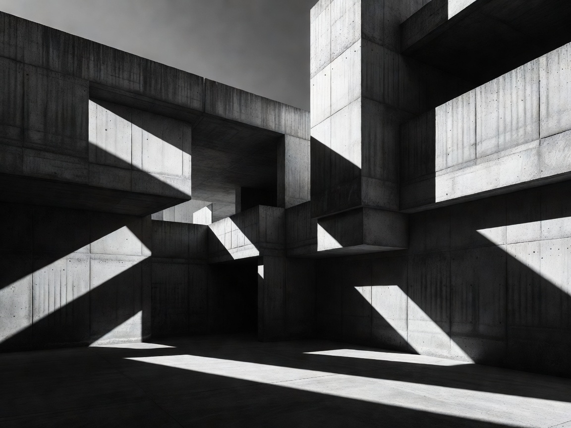 Abstract high-contrast architecture geometry and raw geometric concrete shadows